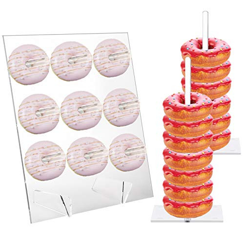 HighFree Acrylic Donut Display Stand Set Clear Bagels Holder Doughnut Stand Holder Donut Wall Display for Dessert Table Wedding Birthday Party