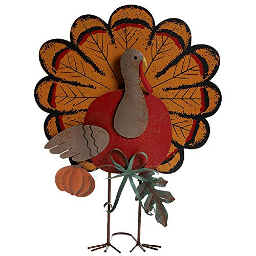 MorTime Thanksgiving Metal Turkey Decoration  15 Indoor Standing Turkey Pumpkin Decor for Home Office Bedroom Kitchen Thanksgiving Harvest Day