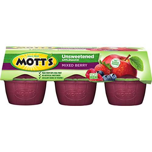 Motts Unsweetened Mixed Berry Applesauce 3-9 Ounce Pack of 6 Motts Unsweetened Mixed Berry Applesauce 3-9 Ounce Pack of 6
