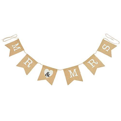 Mr and Mrs Burlap Bunting Banner for Wedding Decoration