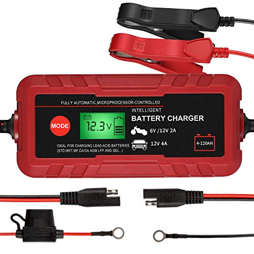 Smart Battery Charger  6V-12V Automotive Battery Charger  Portable Battery Maintainer  8-Stages Trickle Charger  Rescue and Recover Batteries  Fast Ch