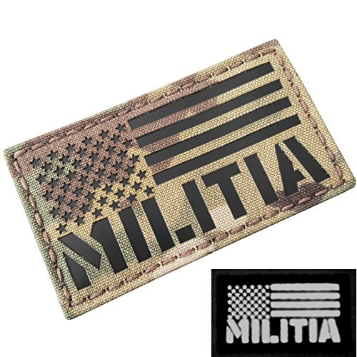 Multicam Infrared USA Militia Flag Three Percenter Oathkeeper IR Tactical Morale Fastener Patch