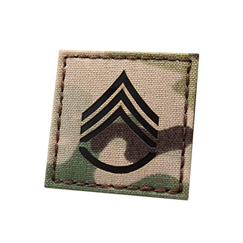 Multicam IR 2x2 US Army Staff Sergeant SSG E-6 Rank USA Tactical Morale Touch Fastener Patch