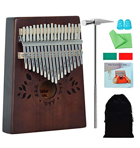 keland Kalimba 17 Keys Thumb Piano with Study Instruction and Tune Hammer  Portable Mbira Sanza Mahogany Wood Finger Piano  Musical Instrument Gifts f