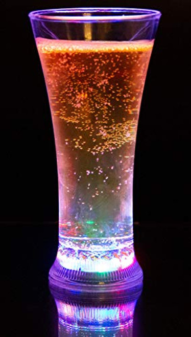 Liquid Activated Multicolor LED Pilsner Glass ~ Fun Light Up Beer Glass - 13 oz-