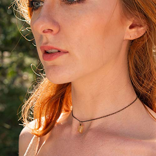 Tiny raw citrine gemstone pendant choker necklace in bronze - 12 chain with 2 adjustable extender - November birthstone