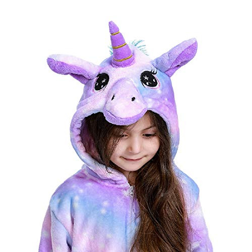 Kids Unicorn Cosplay Onesies Costume Child Cute One Piece Animal Pyjamas Purple 10-12