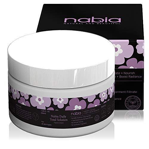 Nabia Moisturizing Face Cream with Cica  Vitamin B3  Hyaluronic Acid  Saccharomyces and natural lavender scent- Anti-Aging  Brighten  Pore Care  1-69