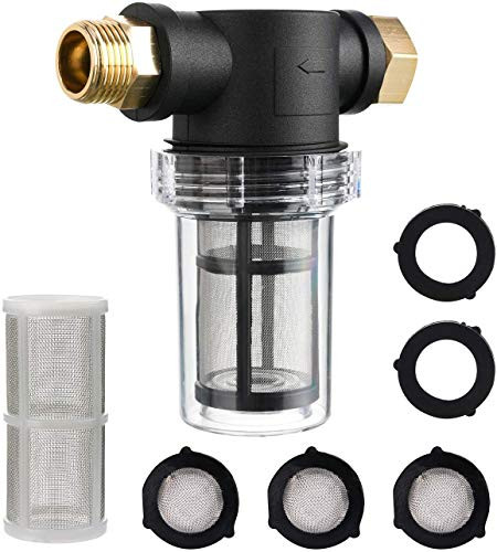HuaYao 2Pack Garden Hose Filter for Pressure Washer Inlet Water  Inline Filter for Sediment  -100 Mesh Screen- Extra 40 Mesh