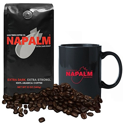 Napalm Coffee  EXTRA DARK ROAST  Whole Bean Coffee  12 Ounce Bag - GIFT SET