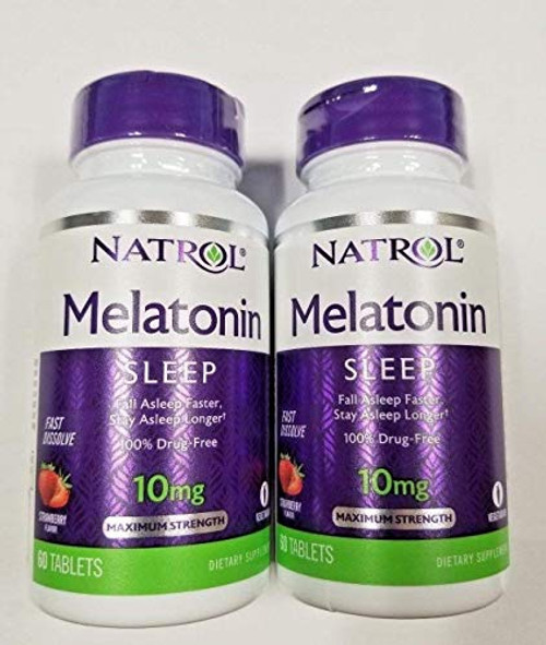 Natrol Melatonin 10mg Fast Dissolve Tablets Strawberry 60-Count -Pack of 2- Natrol Melatonin 10mg Fast Dissolve Tablets Strawberry 60-Count -Pack of 2-