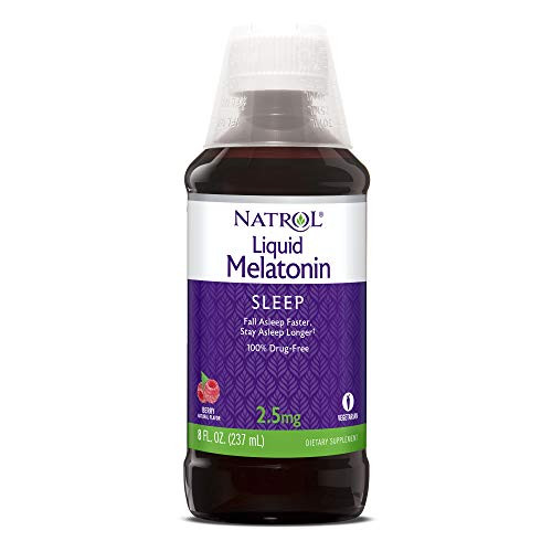 Natrol Liquid Melatonin  Helps You Fall Asleep Faster  Stay Asleep Longer  Faster Absorption  100 Vegetarian  Berry Flavor  2-5mg  8 Fl- Ounce Bottle