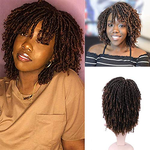 FAVE Short Curly Dreadlock Wig for Black Women Short Twist Braided Wigs Afro Curly Synthetic High Temperature Fiber -6 inch  1B-30-