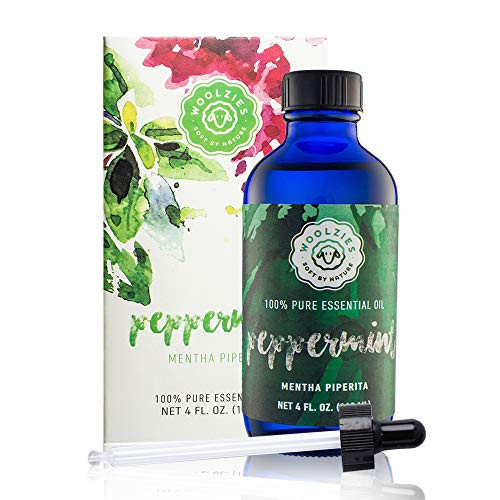 Woolzies Peppermint Essential Oil 4 Fl Oz 100 Pure Organic Therapeutic Undiluted Aromatherapy Mint Oil for Diffusers Humidifiers Topical Use for Hair