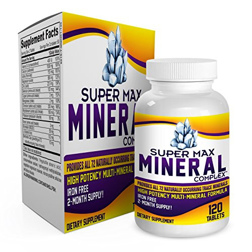 2-Month Multi Mineral Supplement -Iron Free- with 72 Trace Minerals - Supplements - Natural Multiminerals - Multimineral Complex - 120 Tablets