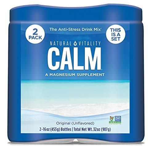Natural Vitality Calm  Magnesium Citrate Supplement Powder  Anti-Stress Drink Mix  Unflavored  16 Ounce -2 Pack-
