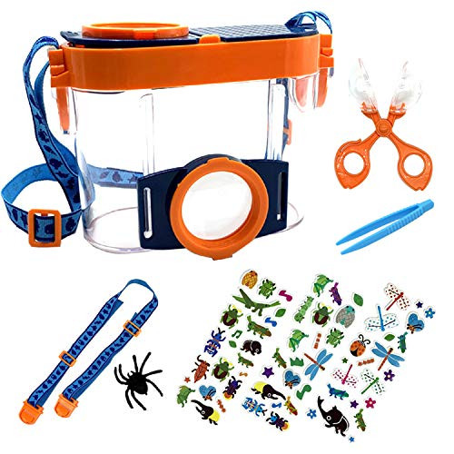 DToppx Kids Bug Catcher and Viewer Microscope with Stickers  Nature Exploration Kit with Tweezers  Outdoor Science Camping Hiking Kits  Double Lens In