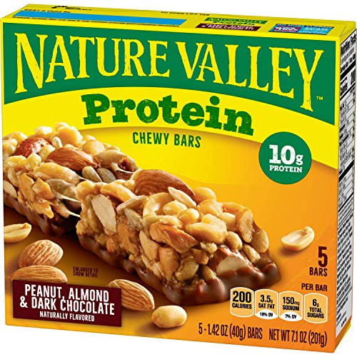 Nature Valley Chewy Granola Bar Protein Gluten Free Peanut Butter Dark Chocolate 5 Bars 1-42 oz Nature Valley Chewy Granola Bar Protein Gluten Free Peanut Butter Dark Chocolate 5 Bars 1-42 oz