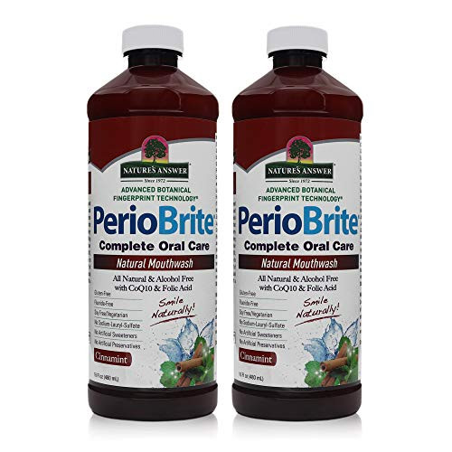 Natures Answer Periobrite Alcohol-Free Mouthwash Cinamint 16 Ounce - 2 Pack - - Fluoride Free - Natural Breath Freshener - Stain Remover - Natural Natures Answer Periobrite Alcohol-Free Mouthwash Cinamint 16 Ounce - 2 Pack - - Fluoride Free - Natural Breath Freshener - Stain Remover - Natural