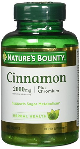 Natures Bounty Cinnamon 2000mg Plus Chromium  Dietary Supplement Capsules 60 ea -Pack of 3-