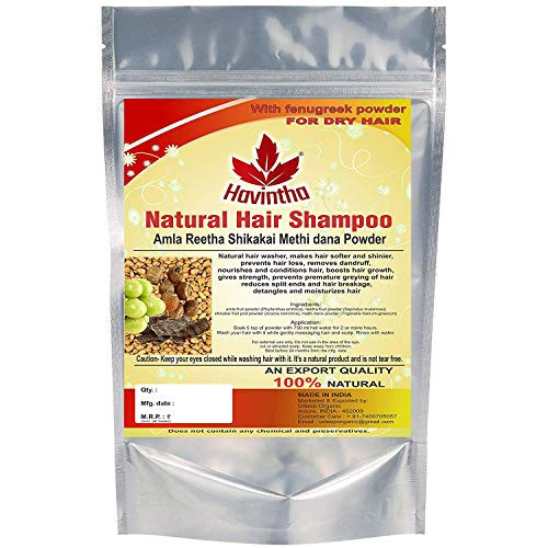 Natural Hair Shampoo for Hair 8 oz  AMLA REETHA SHIKAKAI POWDER -Phyllanthus emblica Sapindus mukorossi Acacia concinna- Product of Havintha  227g -Ad