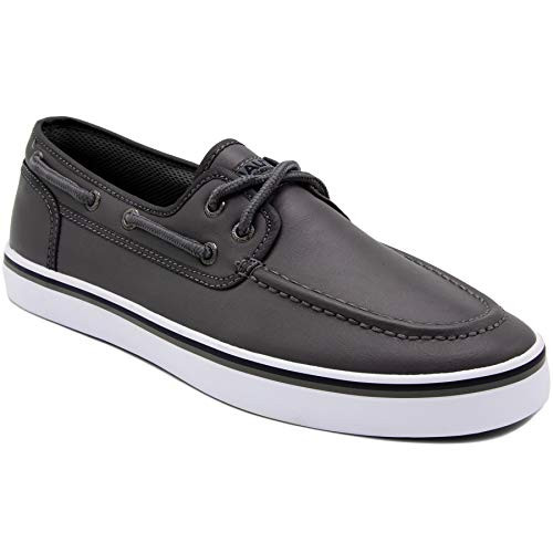 Nautica Mens Spinnaker Lace-Up Boat Shoe  Casual Loafer  Fashion Sneaker-Grey Smooth 1-9-5