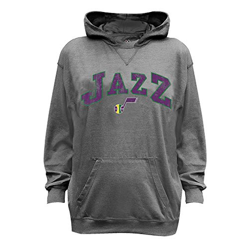 NBA Utah Jazz Long Sleeve Distress Pull Over Hood  Large  Charcoal-Heather