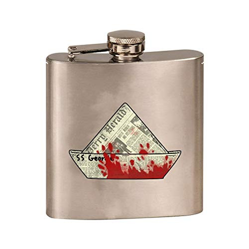 SS Georgie Boat Scary Clown Horror Movie - 3D Color Printed 6 oz- Stainless Steel Flask -Steel Silver-