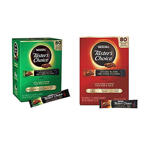 Nescafe Instant Coffee Packets  Decaf  Tasters Choice Light Roast  1-7 g Singles -Pack of 80- and Instant Coffee Packets  Tasters Choice Light Roast