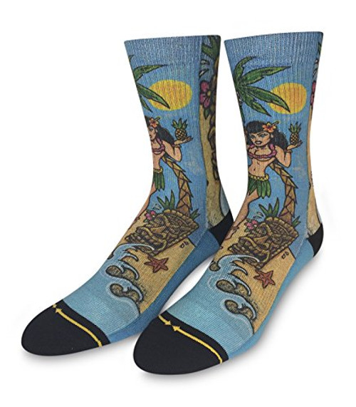 Dirk Vermin Hula Adult Mens Crew Blue Tattoo Artist Sock -Large- Dirk Vermin Hula Adult Mens Crew Blue Tattoo Artist Sock -Large-