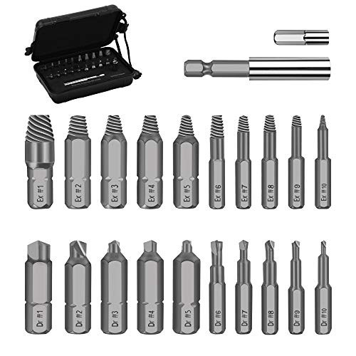 Damaged Screw Extractor Set  Werkzeug 20 PCS Stripped Screw Extractor Kit for Broken Bolt Extractor All-Purpose HSS Bolt Extractor Screw Remover Set w