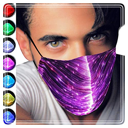 Kéviji 7 Color Lights LED Light up Face Mask USB Rechargeable Glowing Luminous Dust Mask for Christmas Party Festival Dancing Rave Masquerade Costumes