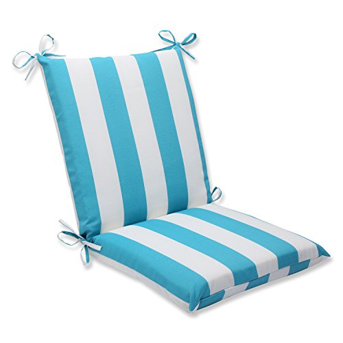 Pillow Perfect Outdoor Cabana Stripe Squared Corners Chair Cushion, Turquoise