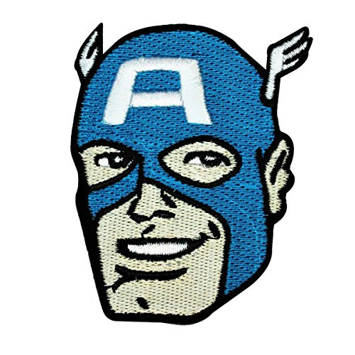 Retro Marvel Captain America Head IronOn Patch DIY Superhero Apparel Applique