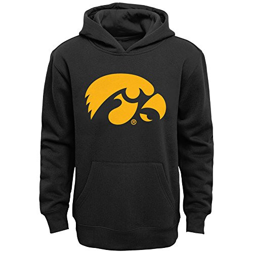 NCAA by Outerstuff NCAA Iowa Hawkeyes Kids Primary Logo Fleece Hoodie  Black  Kids Large-7-