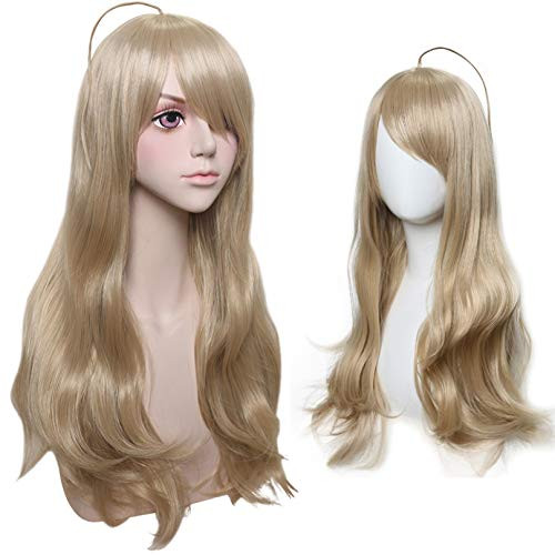 YOGFIT Womens Blonde Wig for Kaede Akamatsu Cosplay Halloween Costume Party Long Wavy with Side Bangs Synthetic Anime Wig