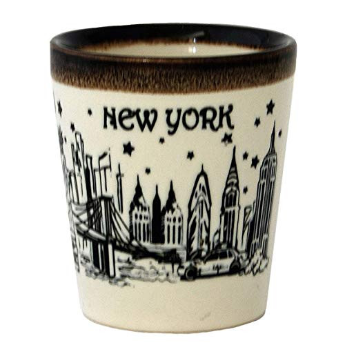 New York City Night Skyline Souvenir Long Lasting Durable Marble Shot Glass