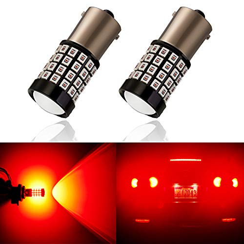 ANTLINE Newest 1156 LED Bulb Red -2 Pack-  9-30V Super Bright 1600 Lumens 1141 1003 7506 BA15S 52-SMD LED Lamps with Projector for Replacement  Work a