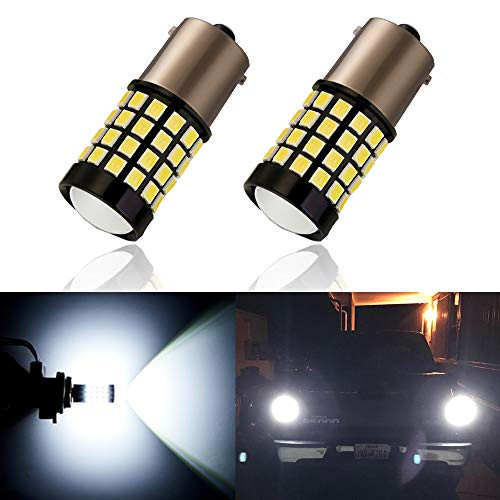 ANTLINE Newest 1156 LED Bulb White -2 Pack-  9-30V Super Bright 1600 Lumens 1141 1003 7506 BA15S 52-SMD LED Lamps with Projector for Replacement  Work