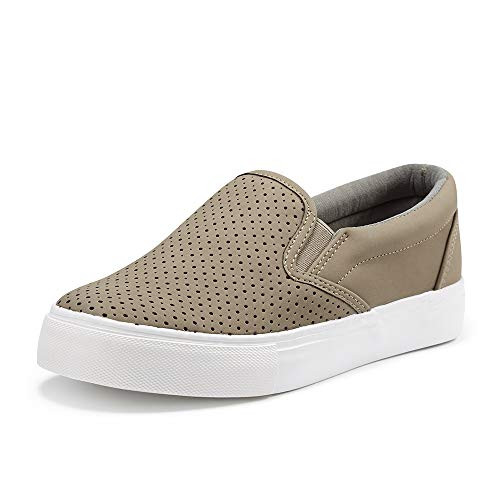 JENN ARDOR Womens Fashion Sneakers Perforated Slip on Flats Comfortable Walking Casual Shoes Grey 9 US