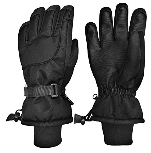 NIce Caps Kids Extreme Cold Weather 80 Gram Thinsulate Waterproof Ski Gloves -Black 1  9-10 Years-