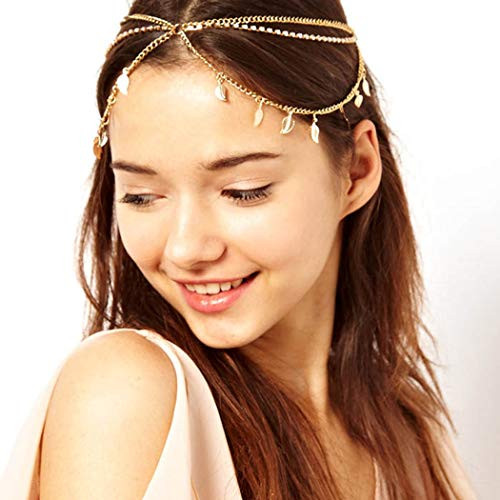 Nicute Boho Leaves Tassel Head Chain Gold Rhinestone Bride Layered Headpieces Wedding Hair Accessories Jewelry for Women and Girls Nicute Boho Leaves Tassel Head Chain Gold Rhinestone Bride Layered Headpieces Wedding Hair Accessories Jewelry for Women and Girls