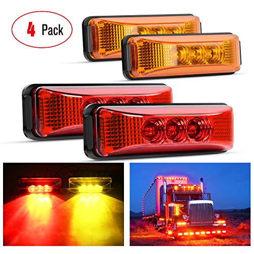 Nilight 4PCS 3-9 Inch 3 Led Truck Trailer Light Front Rear LED Side Marker Lights Clearance Indicator Lamp Waterproof Sealed Surface Mounted LED Marke