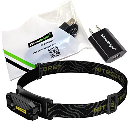 EdisonBright Nitecore T360 45 Lumen USB Rechargeable LED headlamp USB Charger USB Cable Bundle