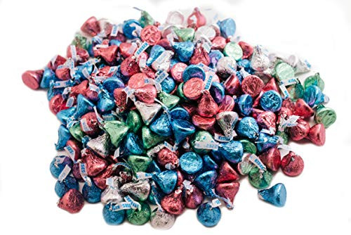 Easter Hershey Kisses - 3 LB Resealable Stand Up Candy Bag - Individually Wrapped Chocolate Drops Wrapped in Pastel Colored Foil - Bulk Milk Chocolate