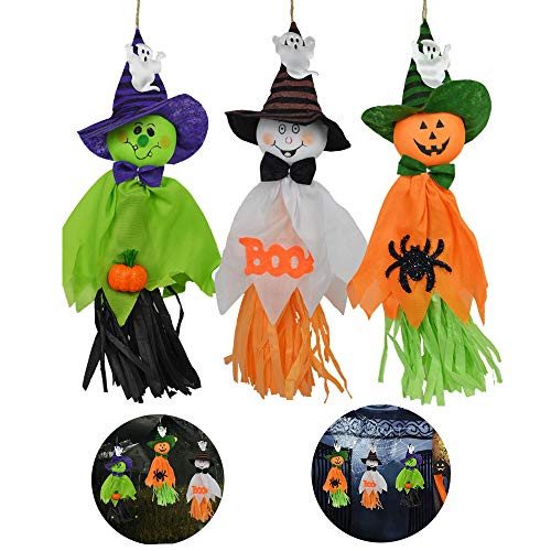 Halloween Decoration Hanging Ghost  Pumpkin Ghost Straw Windsock Pendant  Spook Pumpkin Fly Scarecrow Realistic Ghost Windsock  Halloween Prop for Pat