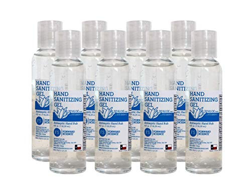 Hand Sanitizer Gel - 8 Pack 4oz bottles - 70 Ethanol Alcohol - Aloe Scent with Vitamin E - Made in USA
