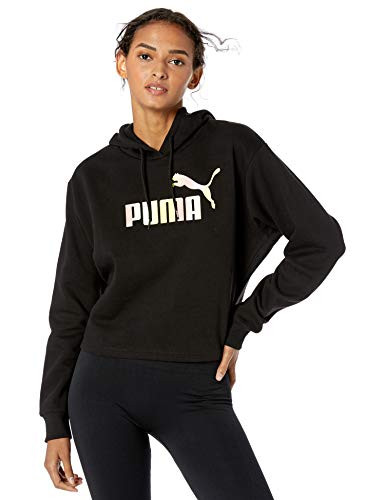 PUMA Womens Elevated Essentials Cropped Hoodie  Black  L