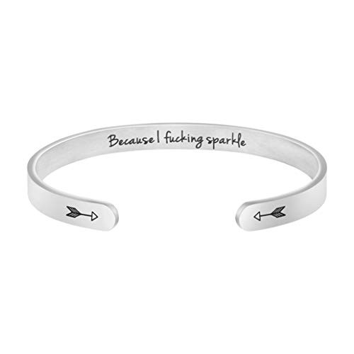 Joycuff Funny Gifts for Women White Elephant Jewelry Friend Encouragement Mantra Cuff Bracelet Inspirational Bangle for Her