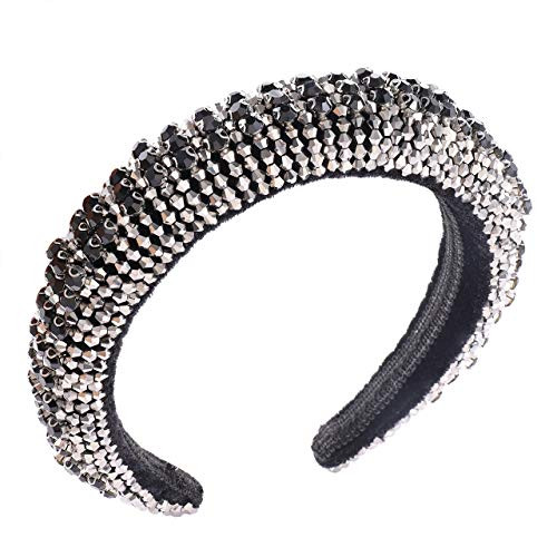 ELEARD Velvet Padded Rhinestone Headbands Beaded Crystal Embellished Hairband for Women Statement Bejewelled Headband Wide Hair Hoop Fashion Hair Acce ELEARD Velvet Padded Rhinestone Headbands Beaded Crystal Embellished Hairband for Women Statement Bejewelled Headband Wide Hair Hoop Fashion Hair Acce